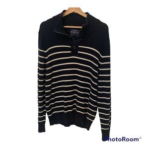 American Eagle Outfitters Athletic Fit Blue and White Striped Sweater